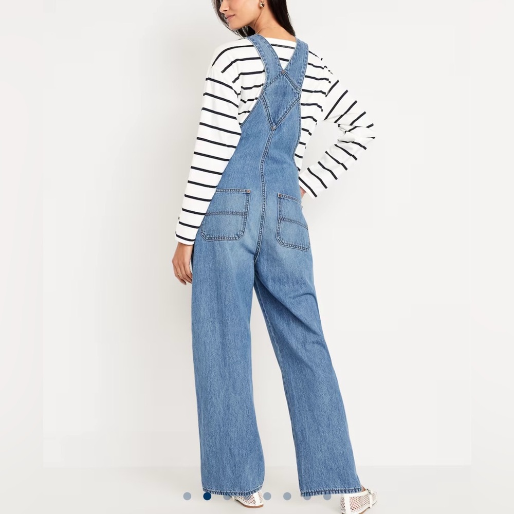GAP Women's Slouchy Bib Overalls Indigo Blue Jean Denim Pants Size Small NWT - Picture 3 of 15